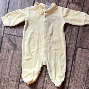 Ralph Lauren Light Yellow Velour Infant Footie